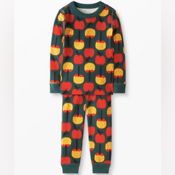 🆕 NWT Hanna Andersson Candy Apples long john pajama set size 8 - Picture 1 of 5